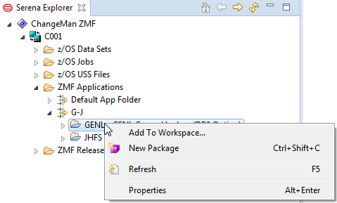 ZMF application context menu