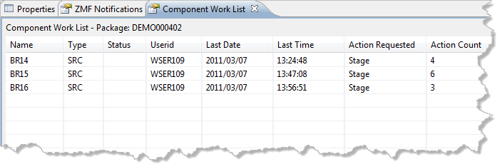 component work list