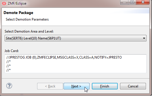Demotion parameters window
