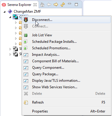 ZMF server context menu