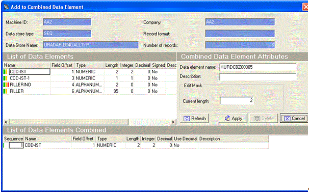 Add to Combined Data Element