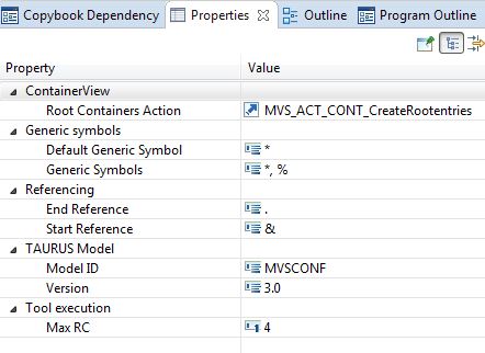 Root Containers Action Priperties