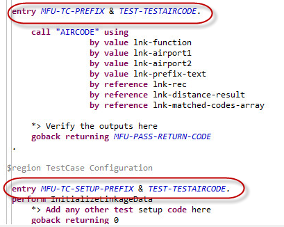 Sample test setup code