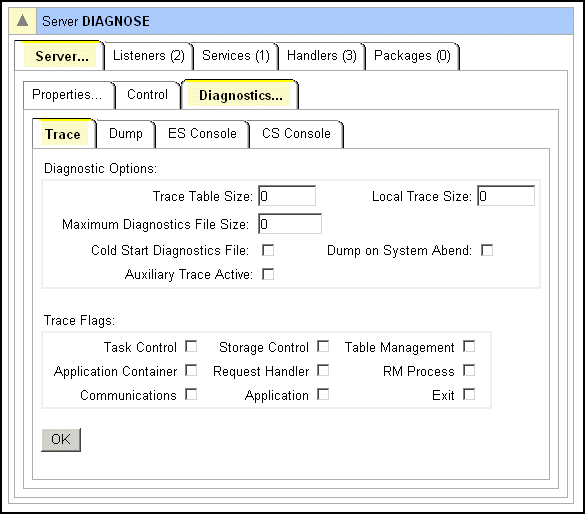 Configuration for a Diagnostics Server