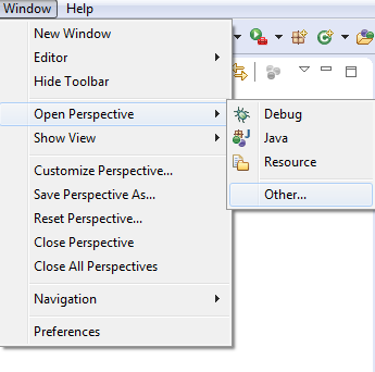 Eclipse Plug-in Open Perspective