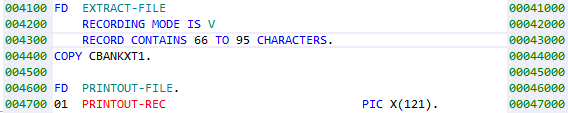 COBOL line numbering