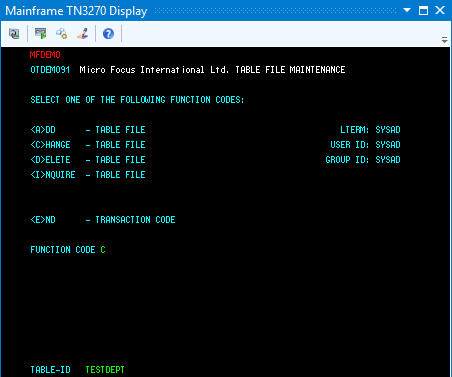 Change Testdept Table