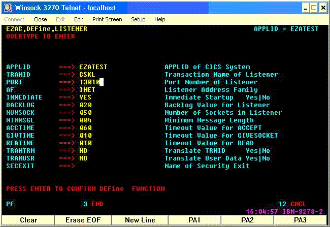 Listener characteristics screen