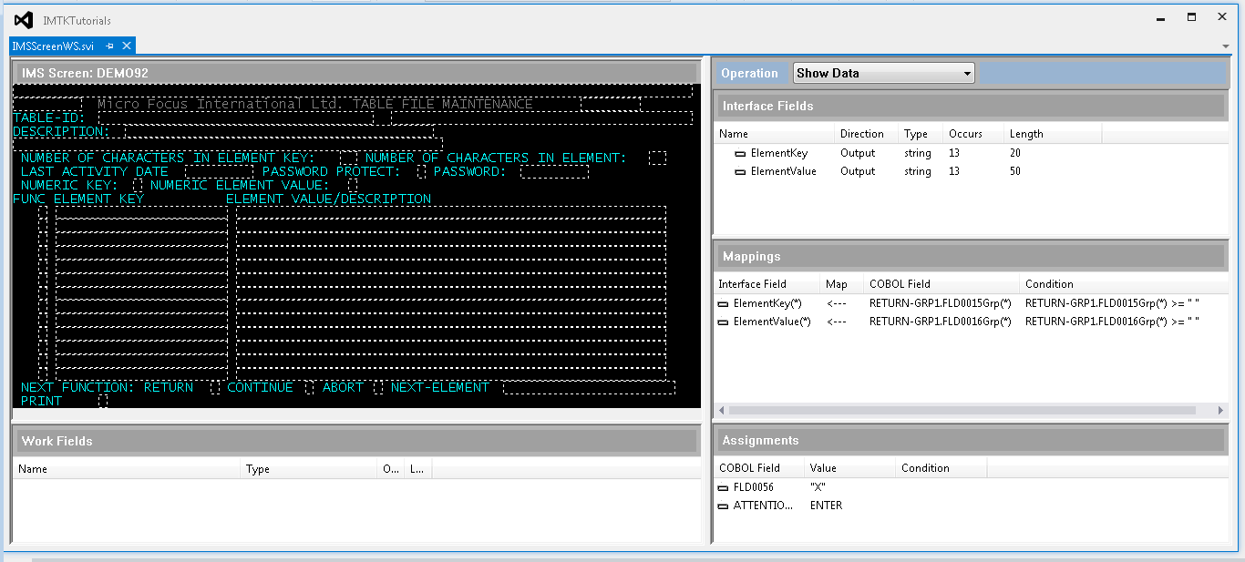 Show Data operation