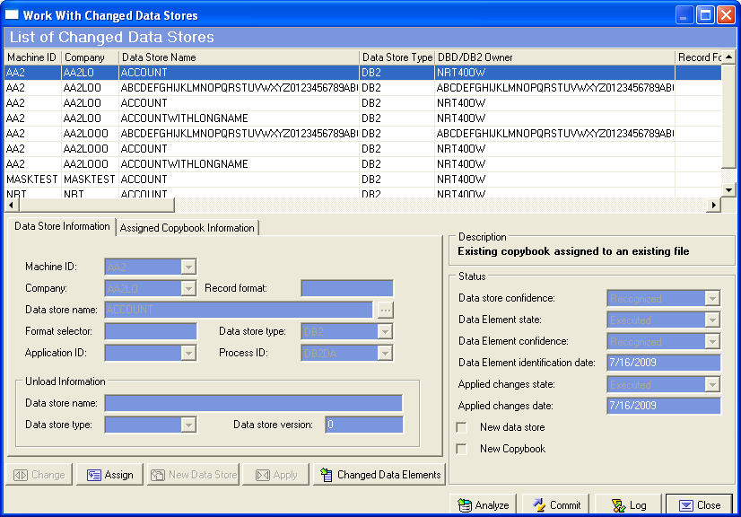 Work With Changed Data Stores Window