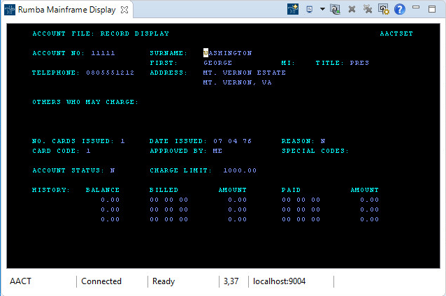 ACCT Record Display