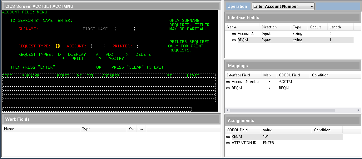 CICS Screen in Interface Mapper