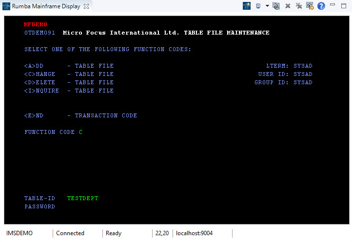 Change Testdept Table