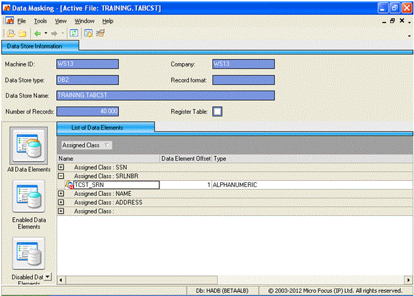 Data Masking – Data Store Information Tab