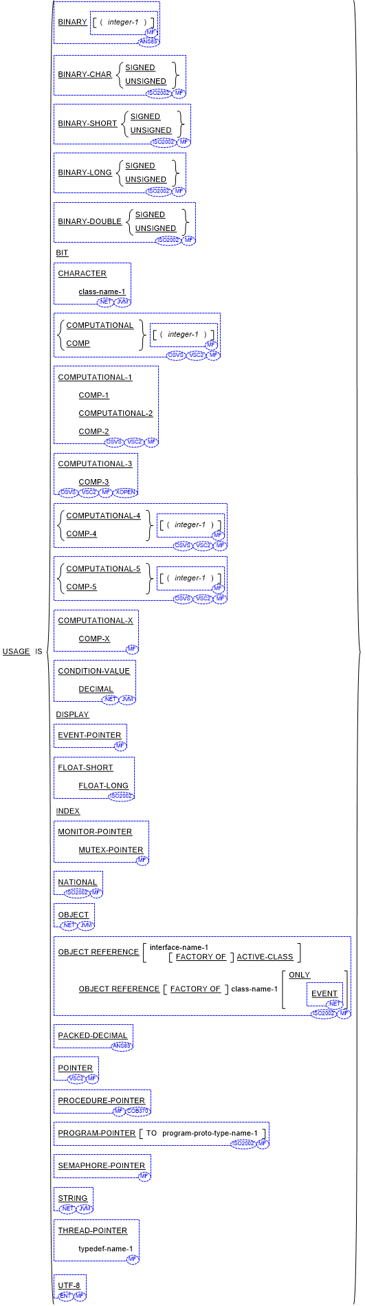 Syntax for General Format for the USAGE clause