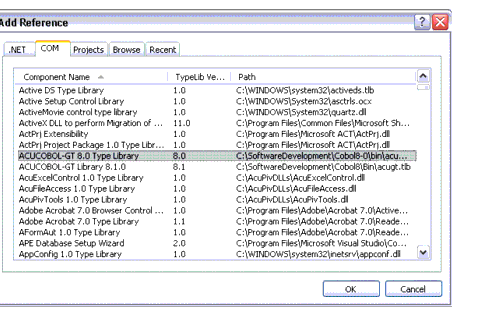 Visual Studio .NET Add Reference dialog box