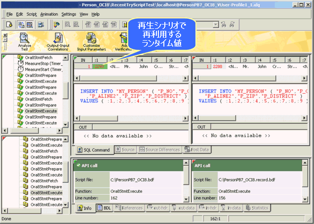 ランタイム値を示すグラフィック