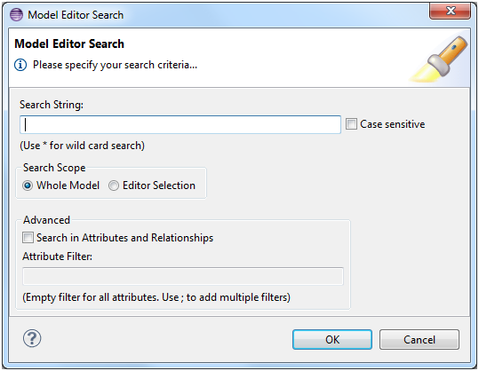 Model search dialog