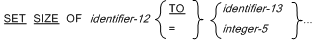 Syntax for General Format for Format 18 (Size-of-Array) for the SET statement