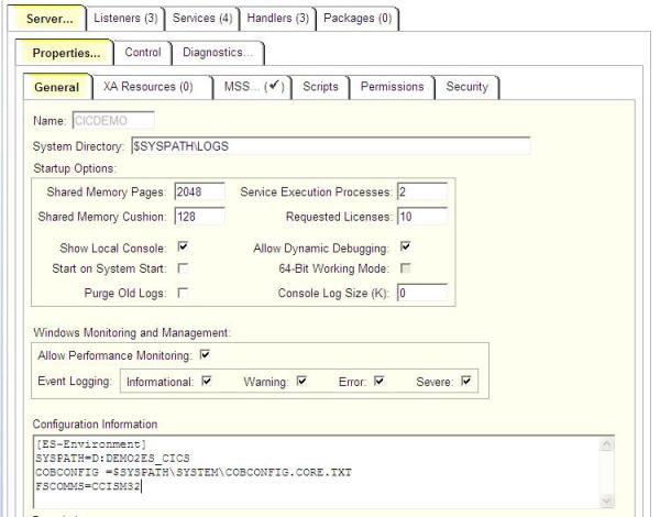 Example of using a run-time tunable text file to configure run-time core dumps