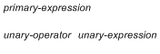 primary expression, unary-operator unary-expression 
 